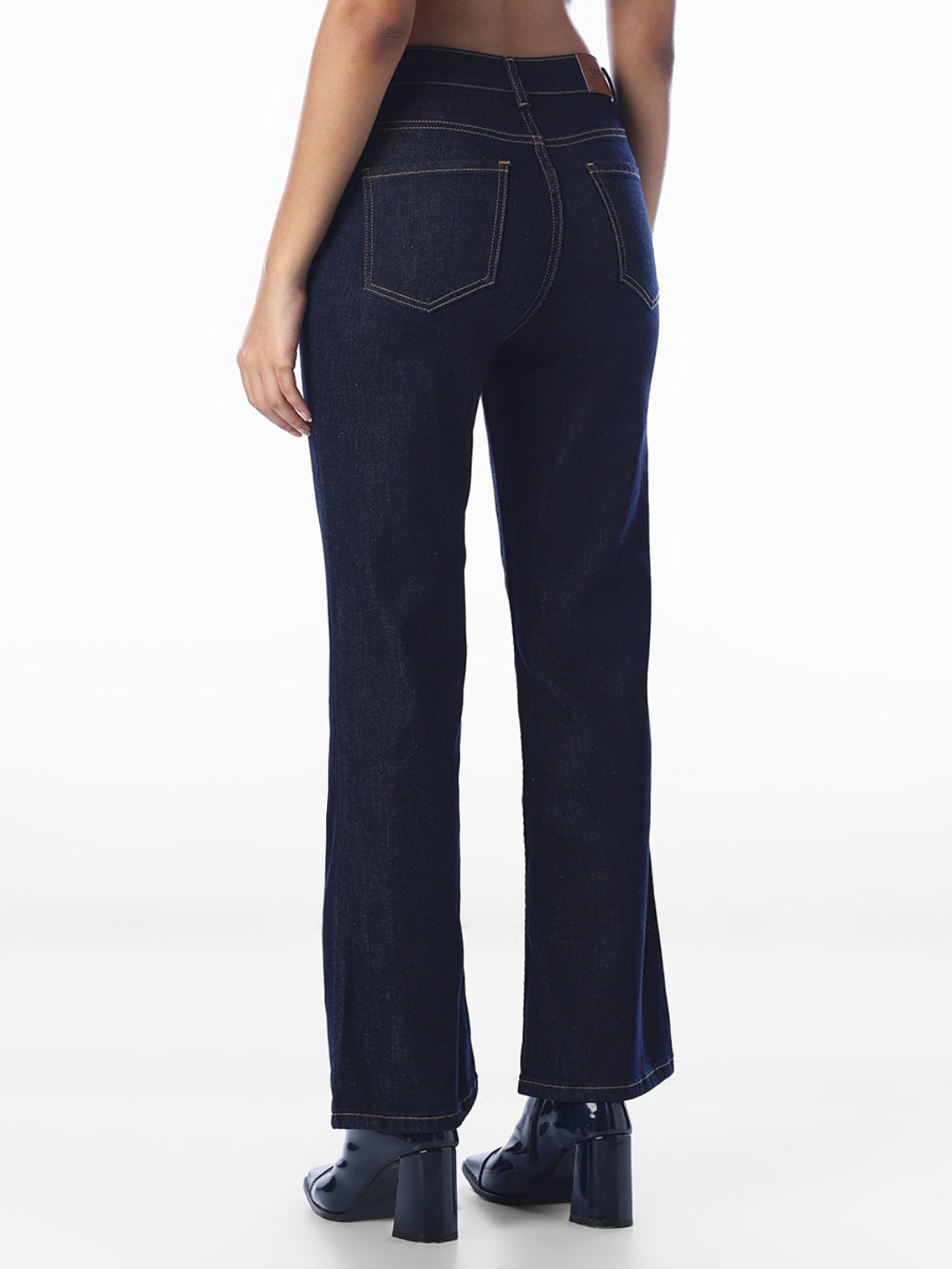 Dark Blue Mid Rise Flared Jeans