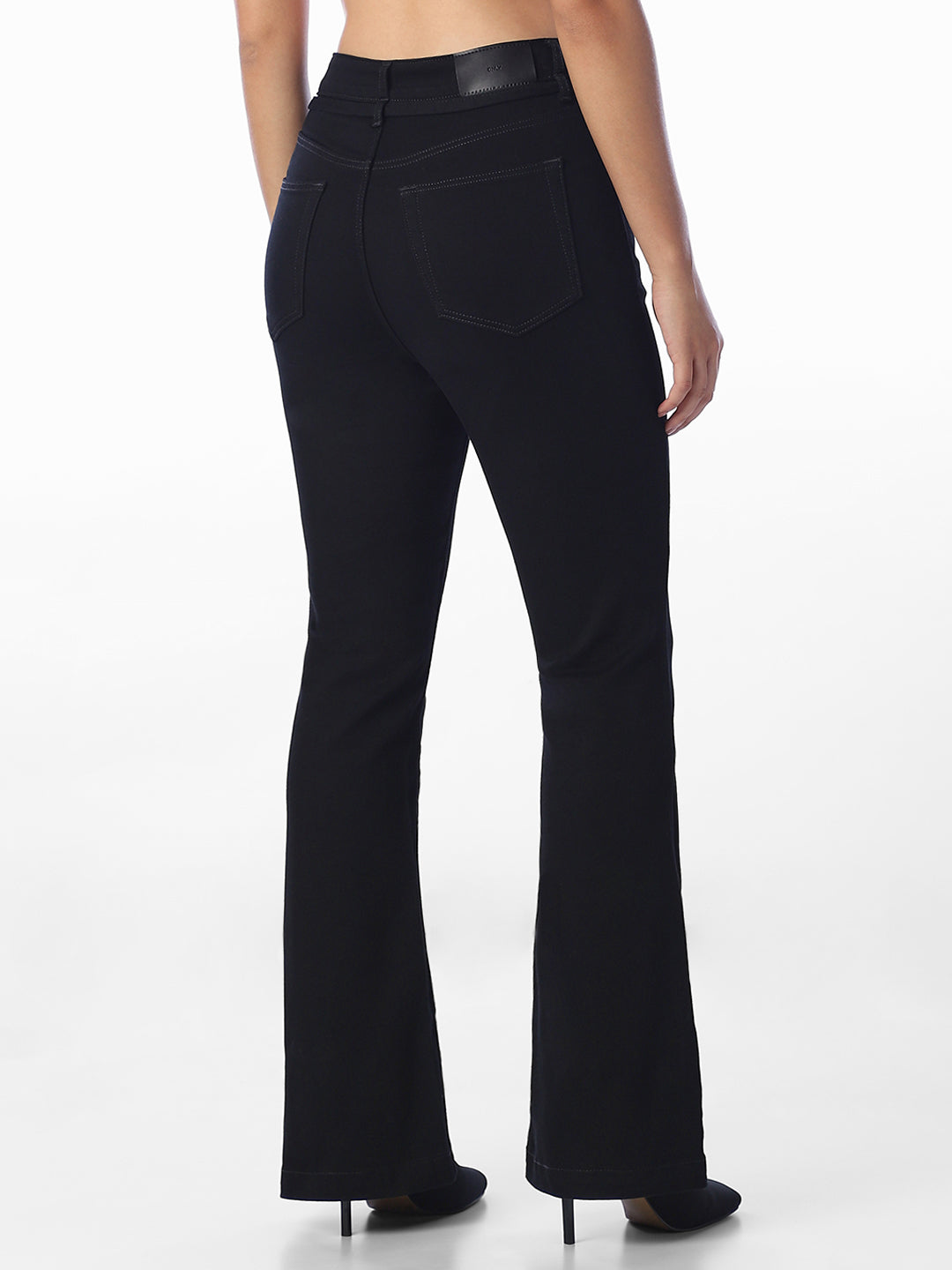 Black Flora Flared Jeans