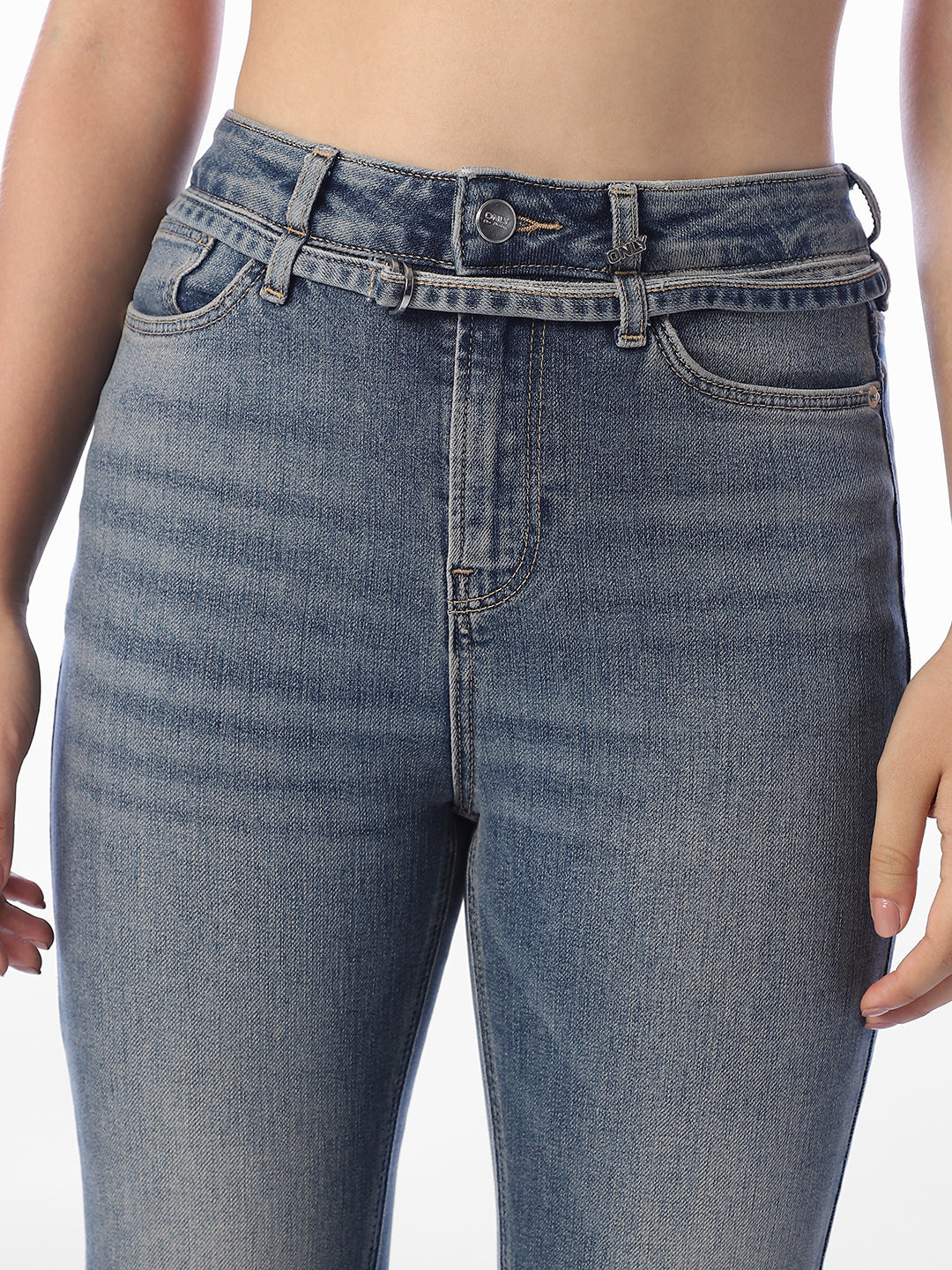 Blue Flora Flared Jeans