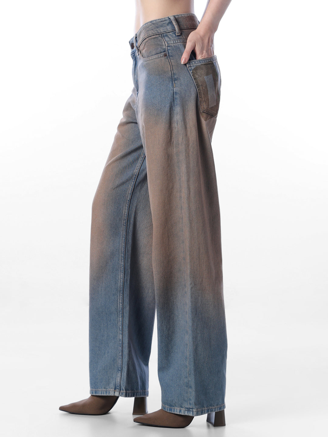 Blue Vintage Washed Wide Leg Jeans