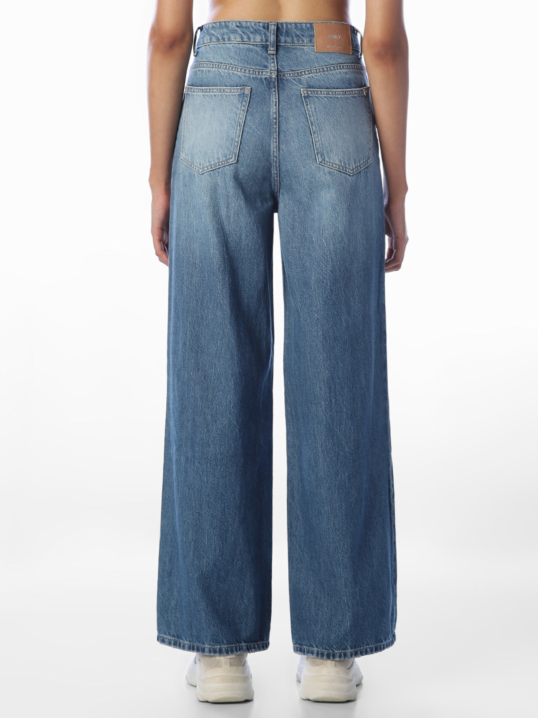 Blue Chain Detail Wide Leg Jeans