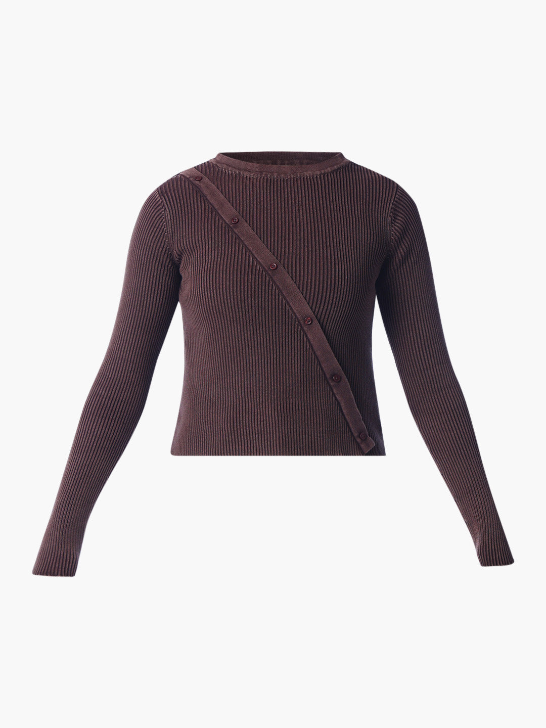 Brown Ribbed Pullover