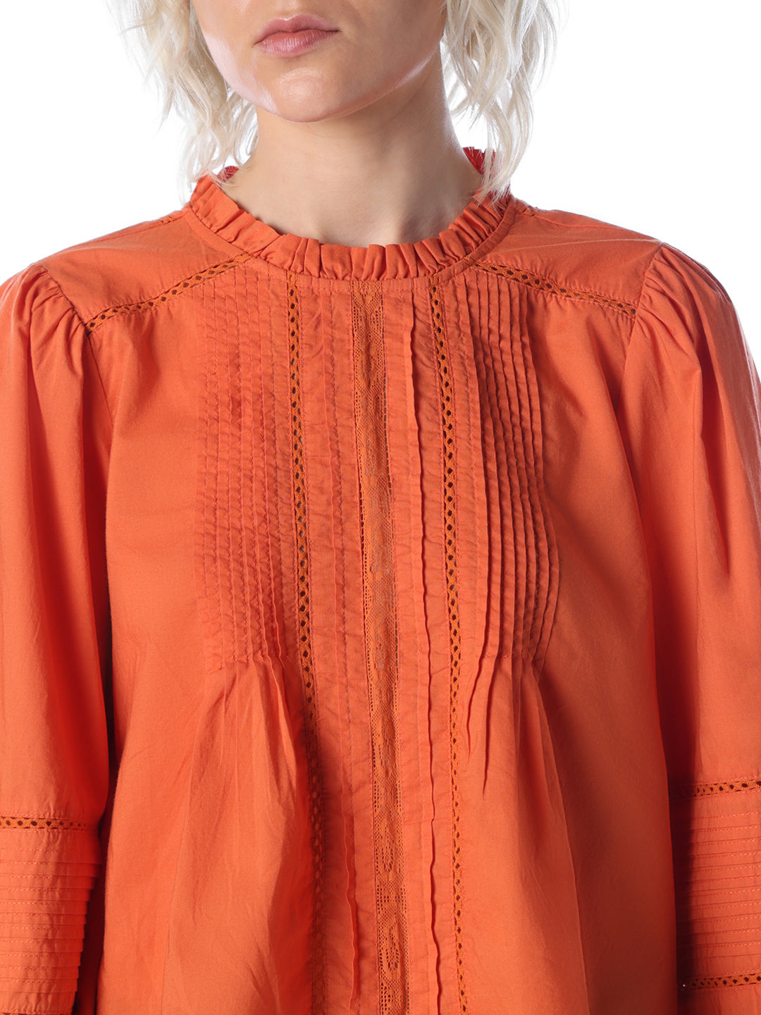 Orange Pintuck Top
