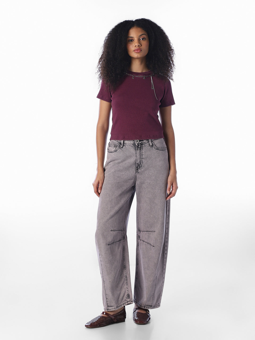 Chain Detail Cropped T-Shirt