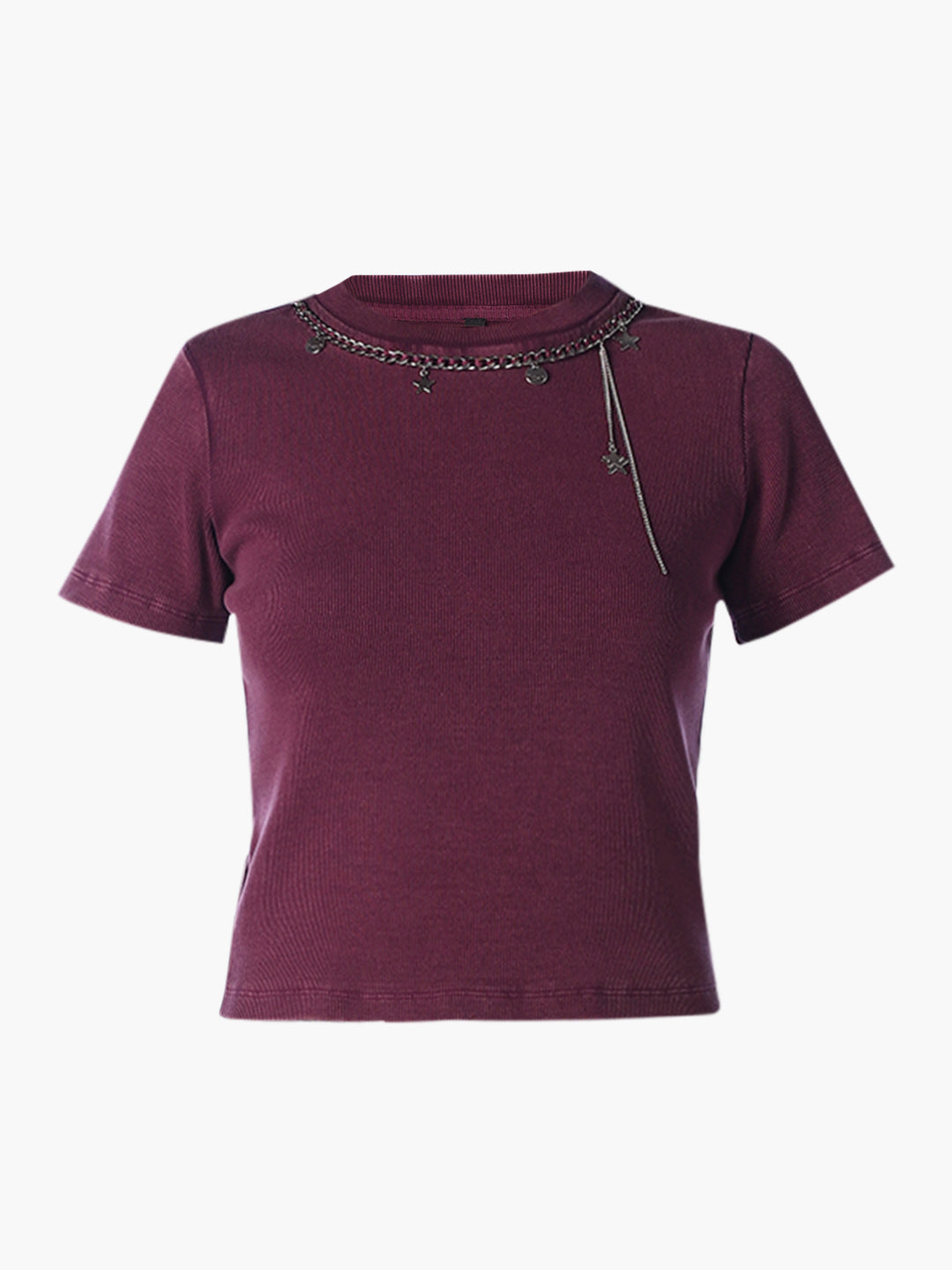 Chain Detail Cropped T-Shirt