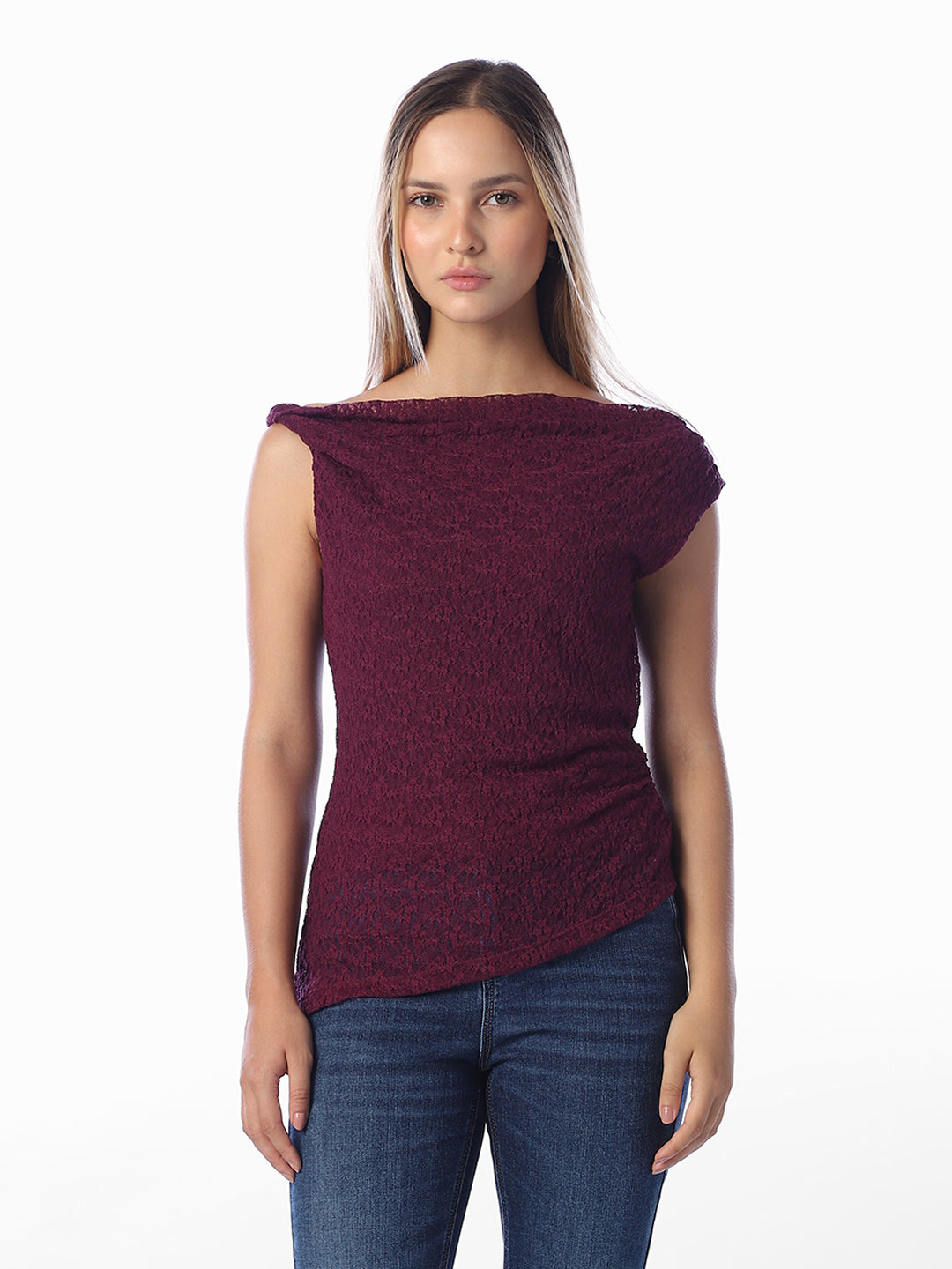 One Shoulder Lace Top