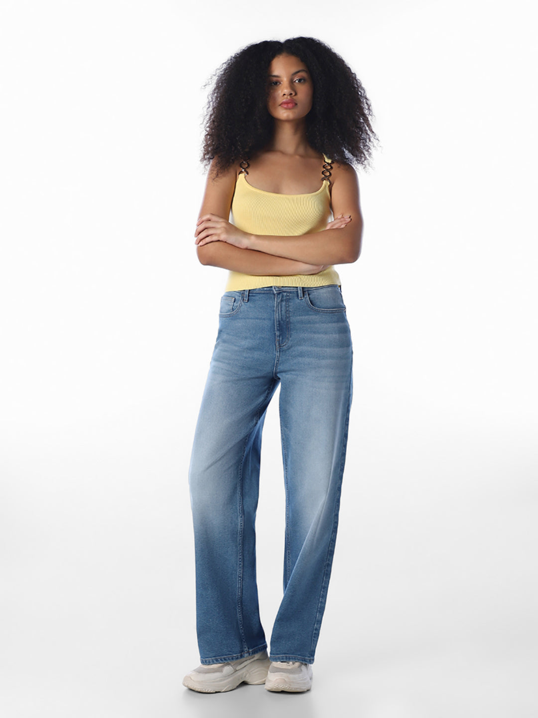 Yellow Chain-Link Knit Top