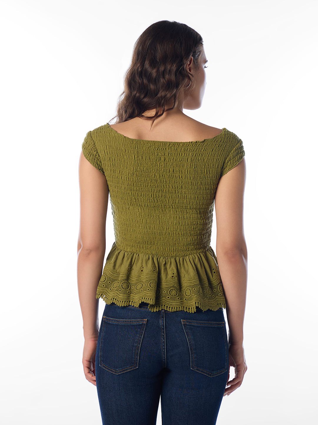 Olive Smocked Top