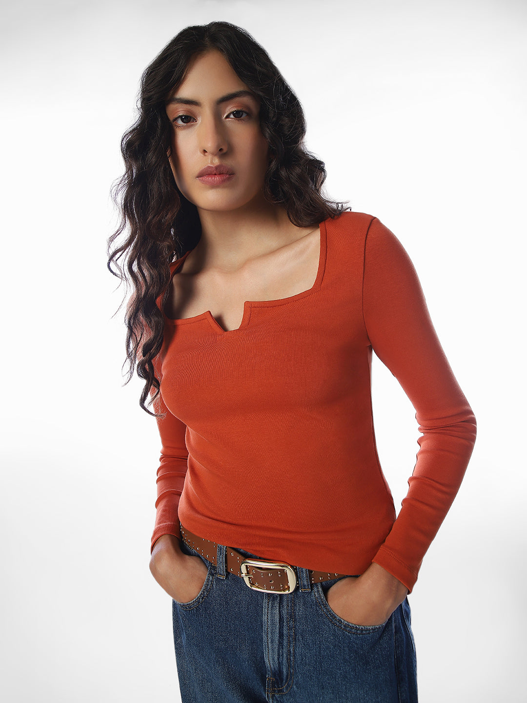 Rust Orange Fitted Top