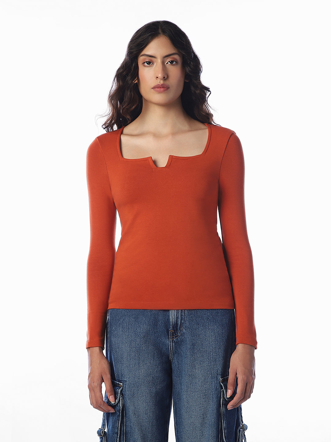 Rust Orange Fitted Top