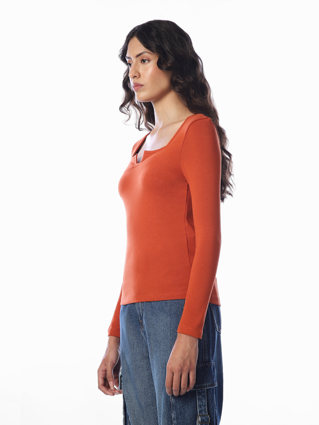 Rust Orange Fitted Top
