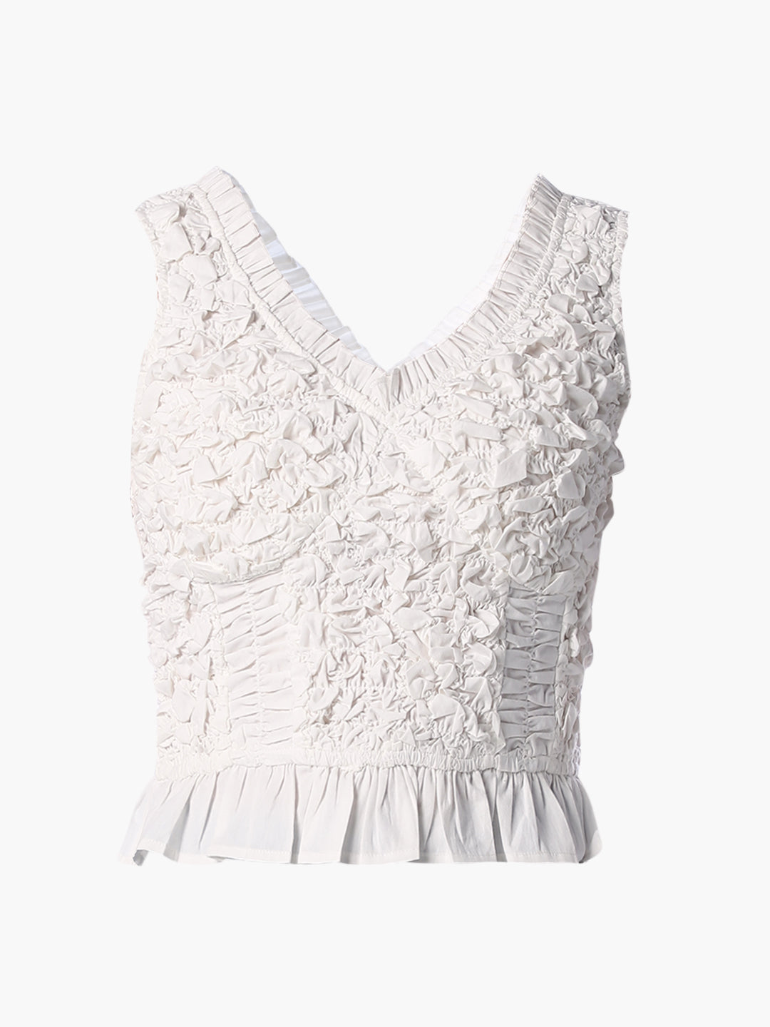 Textured Floral V-Neck Top