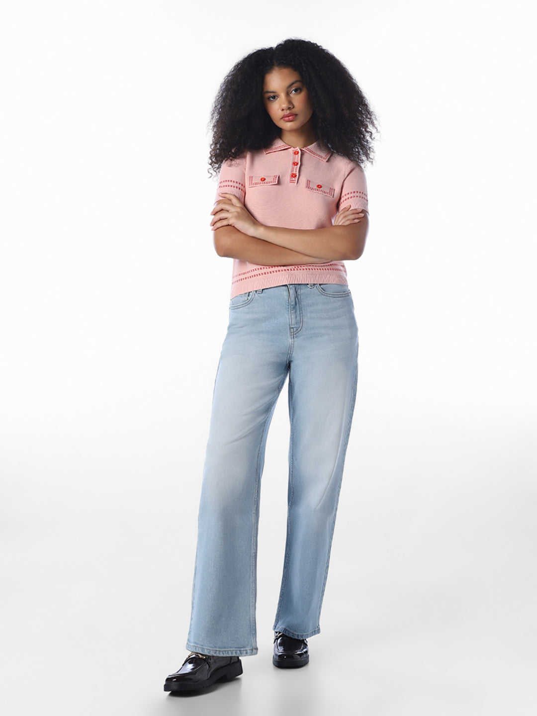 Contrast Stitch Knitted Polo
