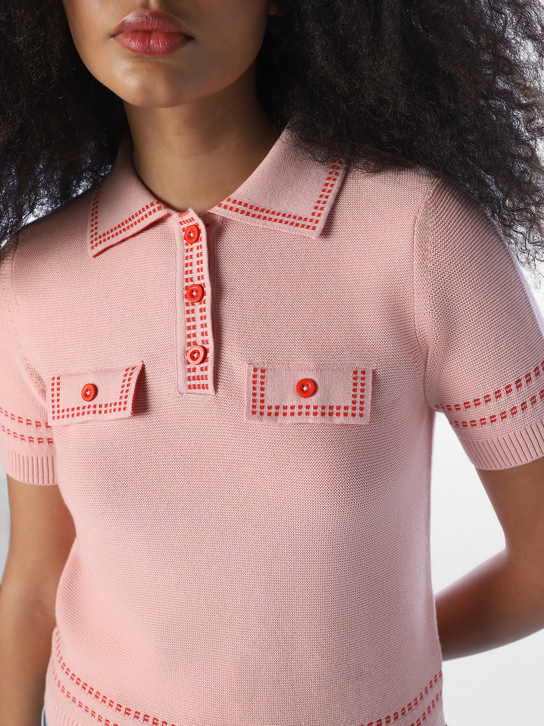 Contrast Stitch Knitted Polo