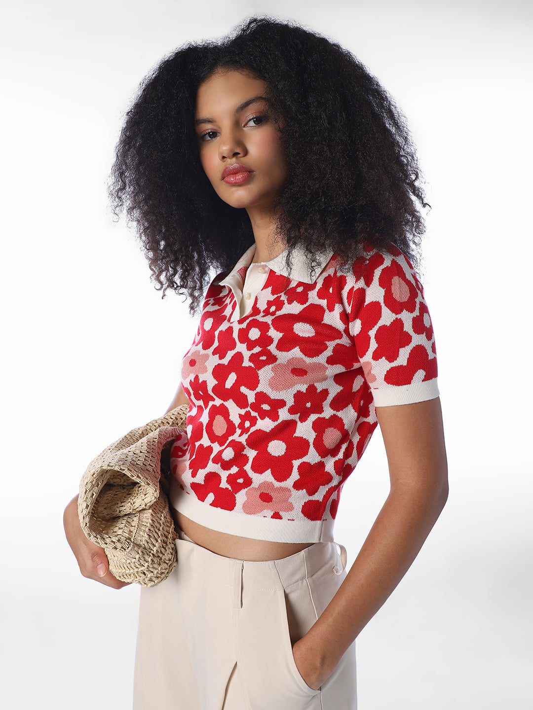 Floral Knitted Polo