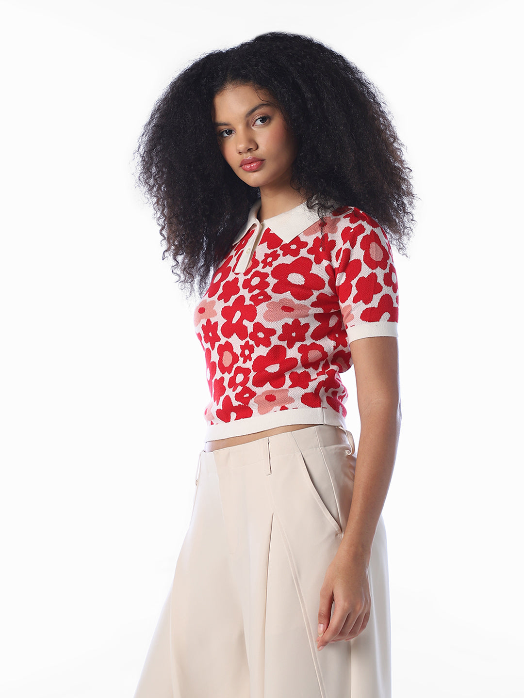 Floral Knitted Polo