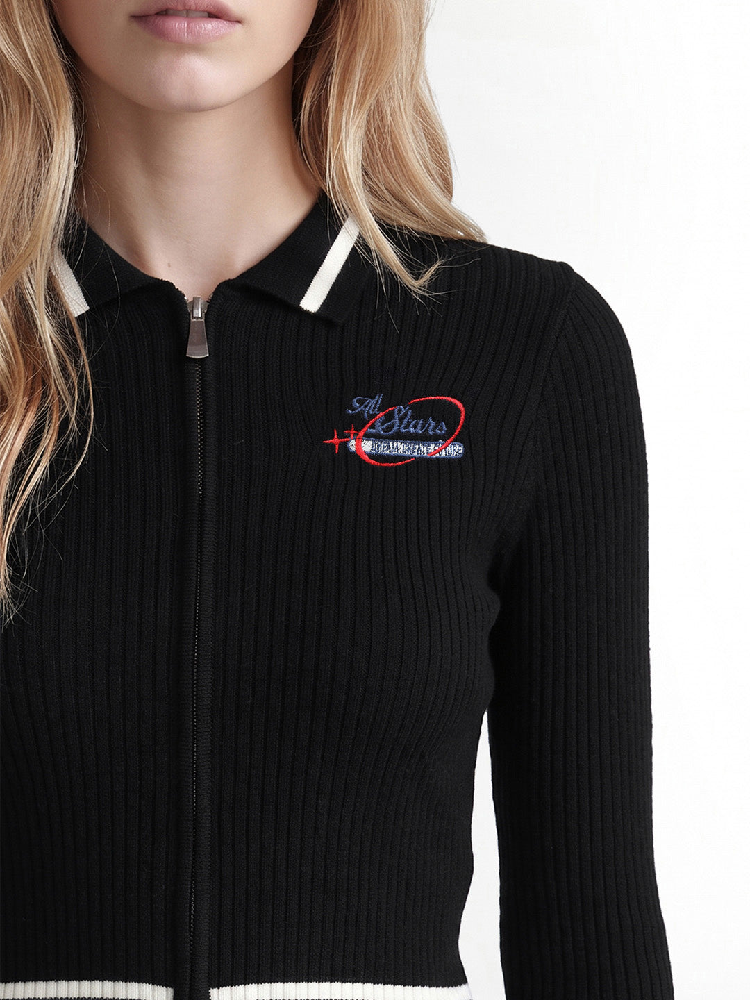 Black Contrast Tipping Pullover