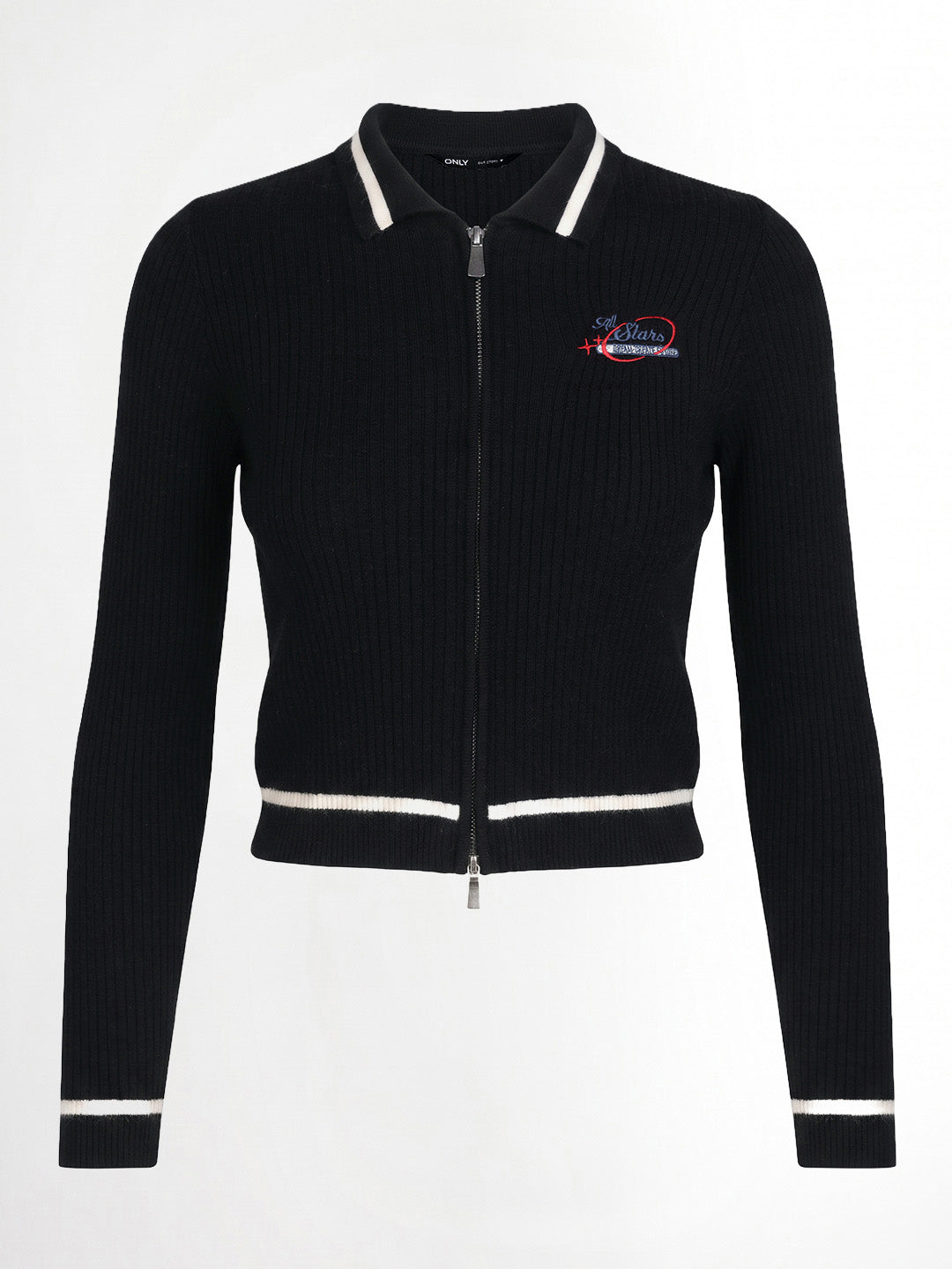 Black Contrast Tipping Pullover