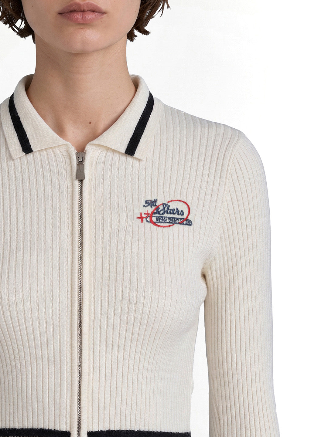 White Contrast Tipping Pullover