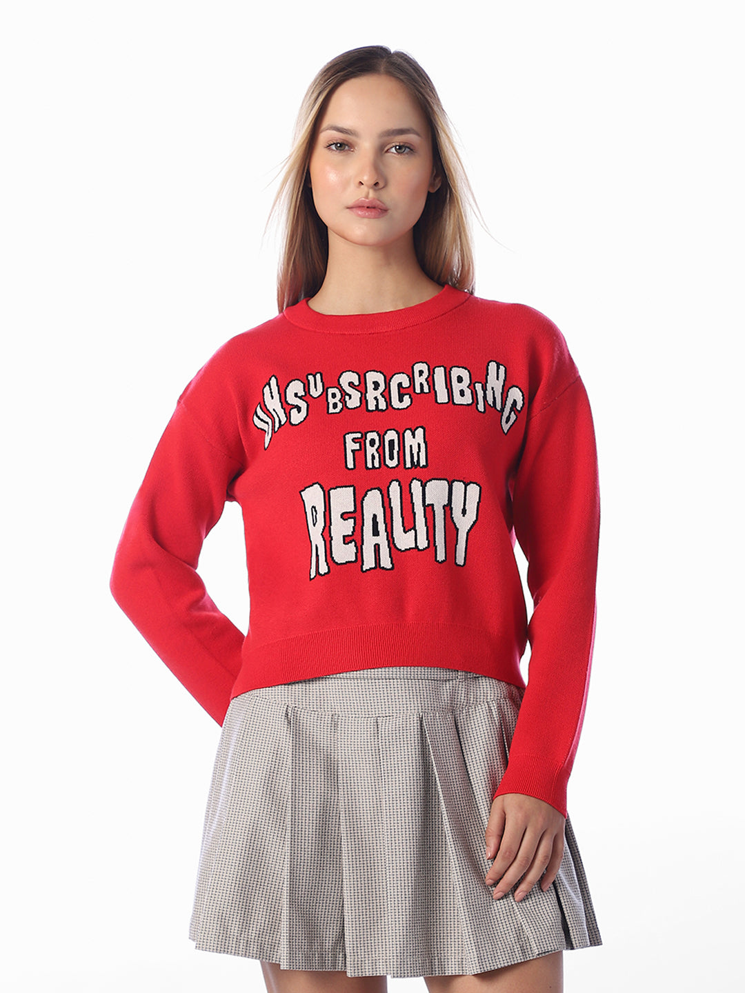 Red Printed Pullover