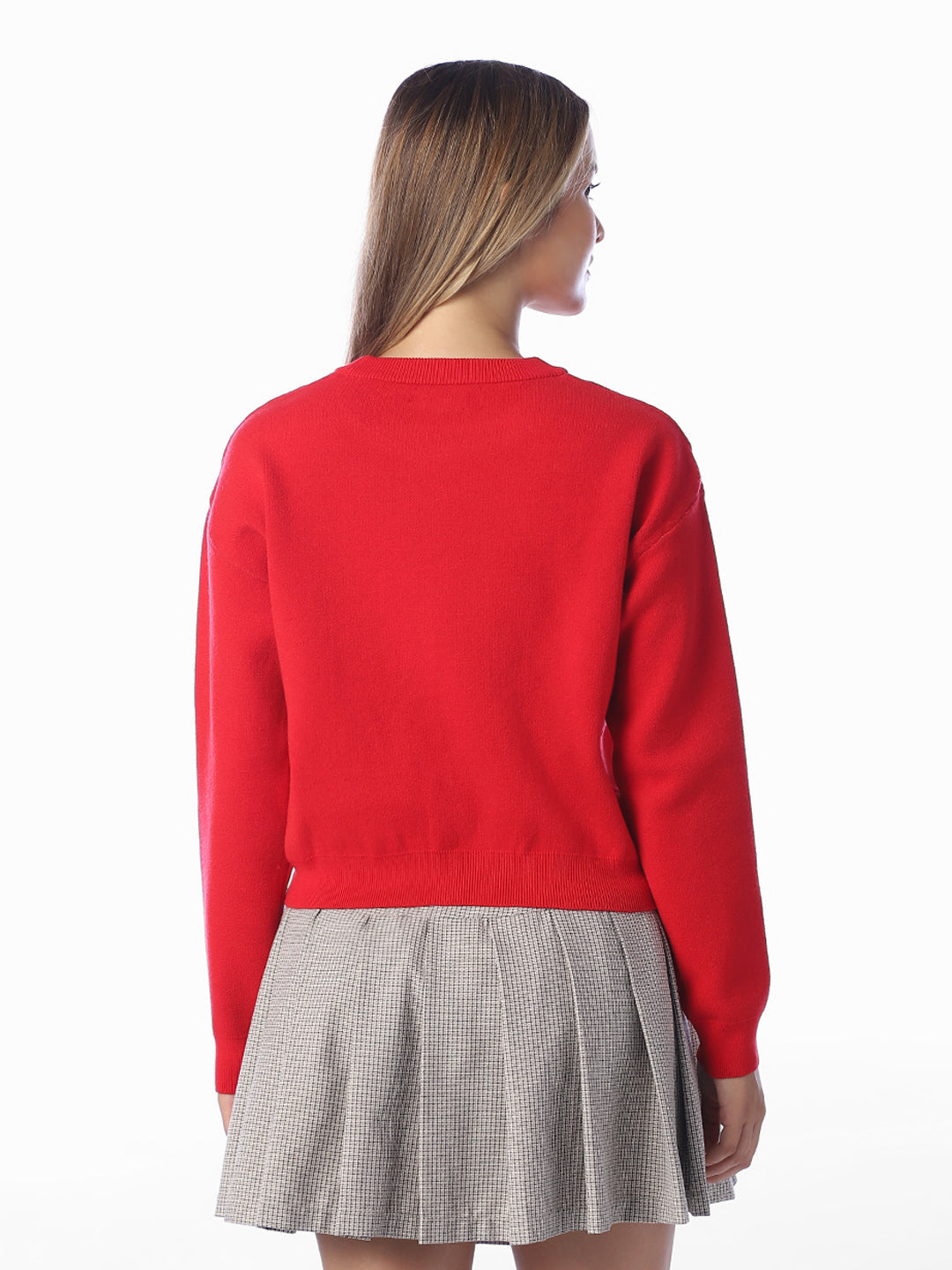 Red Printed Pullover