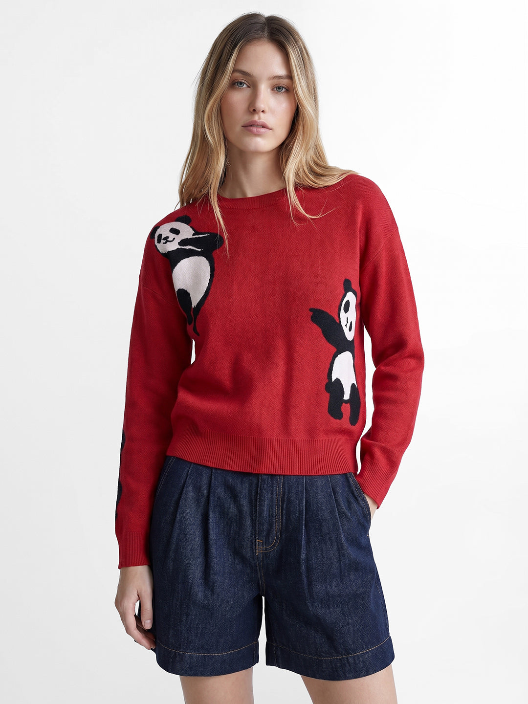 Red Panda Print Pullover