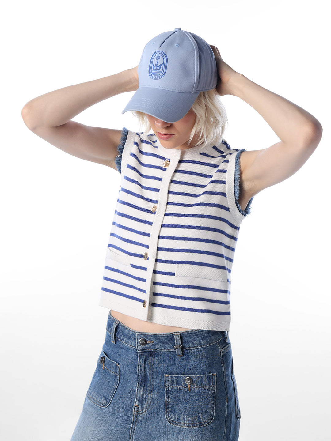 White Striped Knitted Top