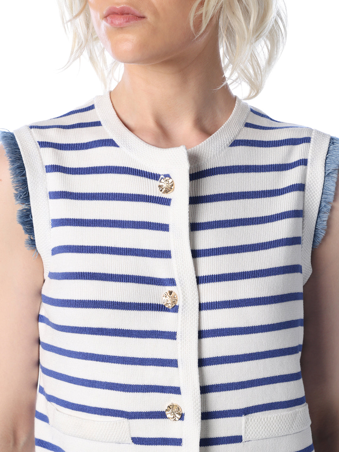 White Striped Knitted Top