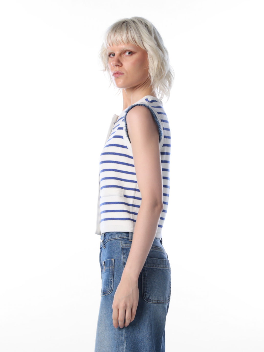 White Striped Knitted Top