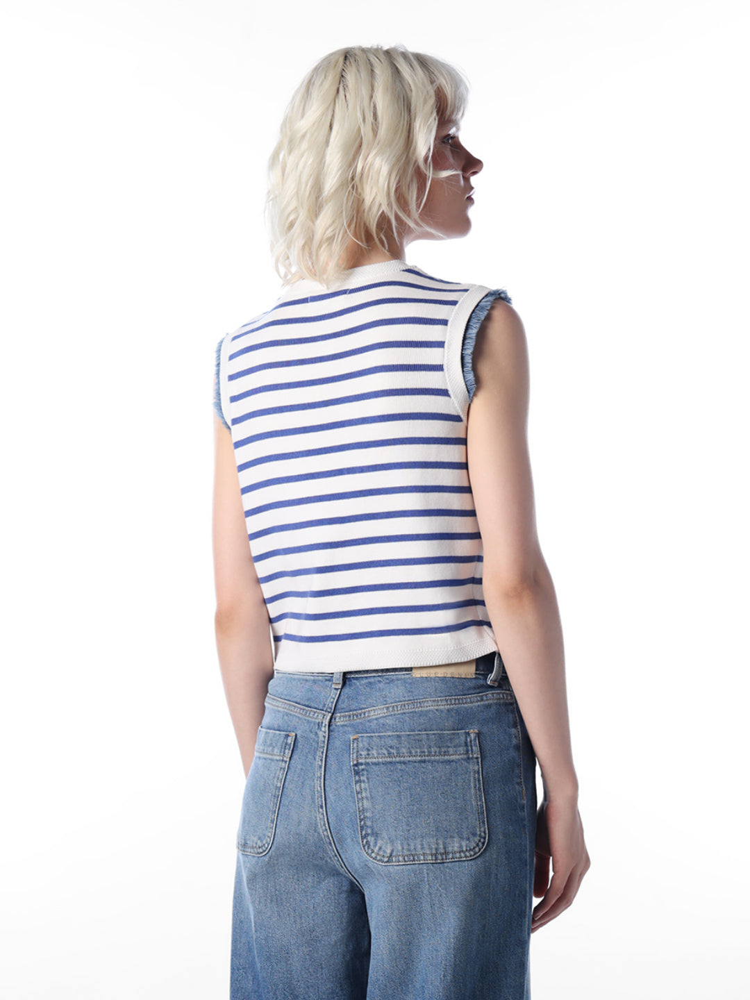 White Striped Knitted Top