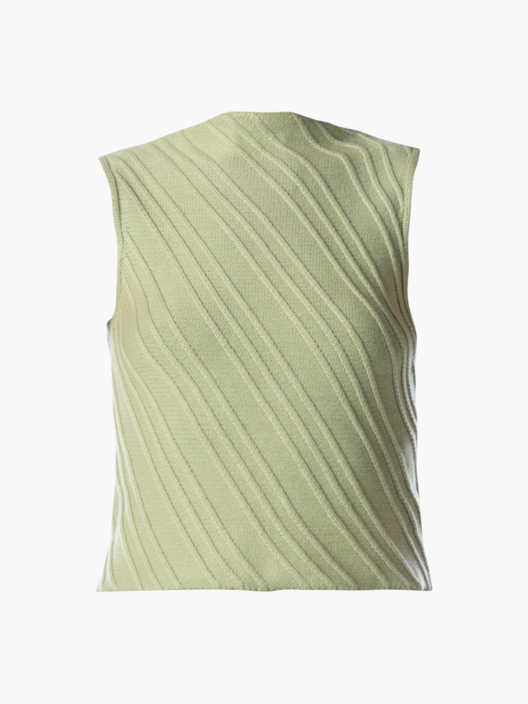 Green Textured Sleeveless Knit Top