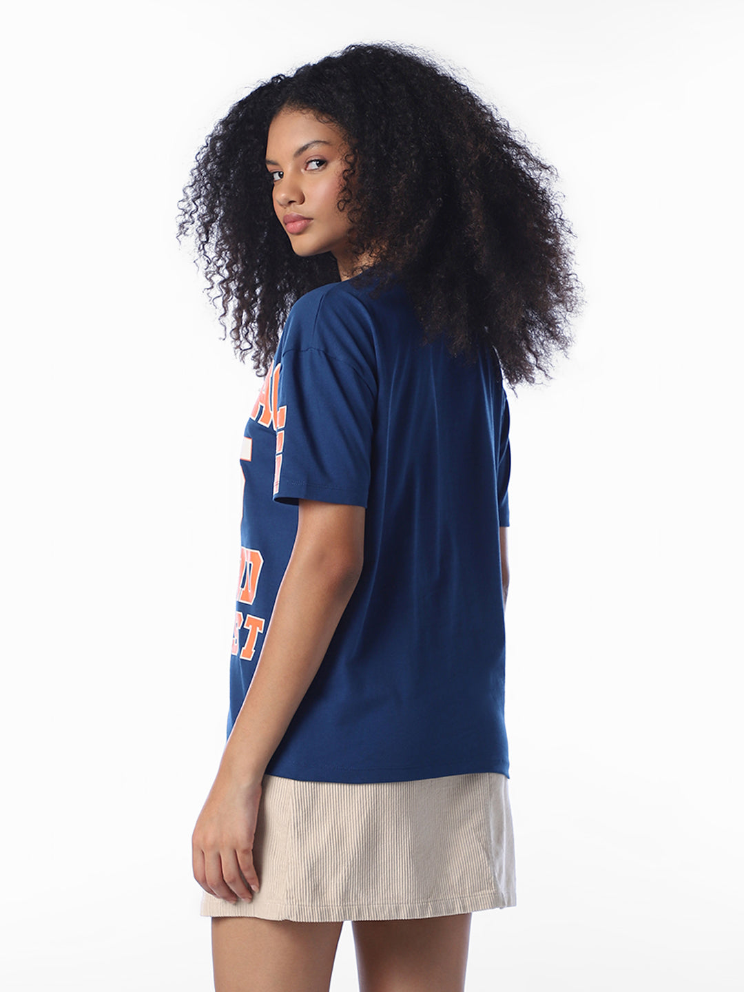 Blue Printed Relaxed Fit T-Shirt