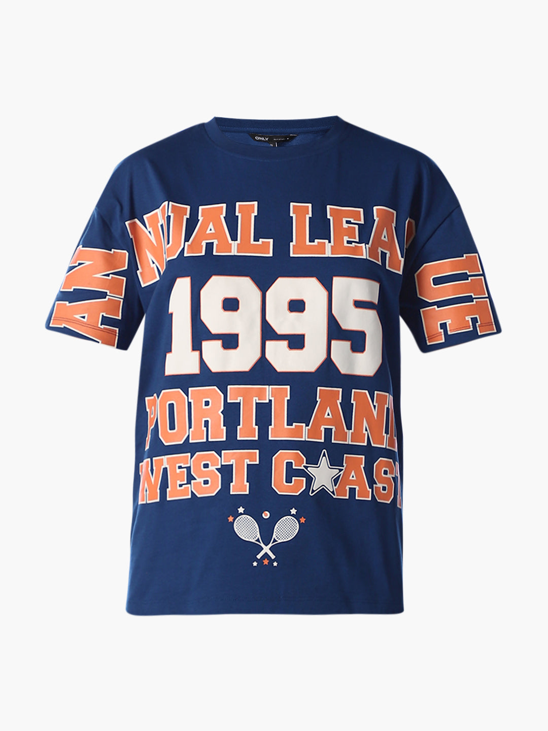 Blue Printed Relaxed Fit T-Shirt