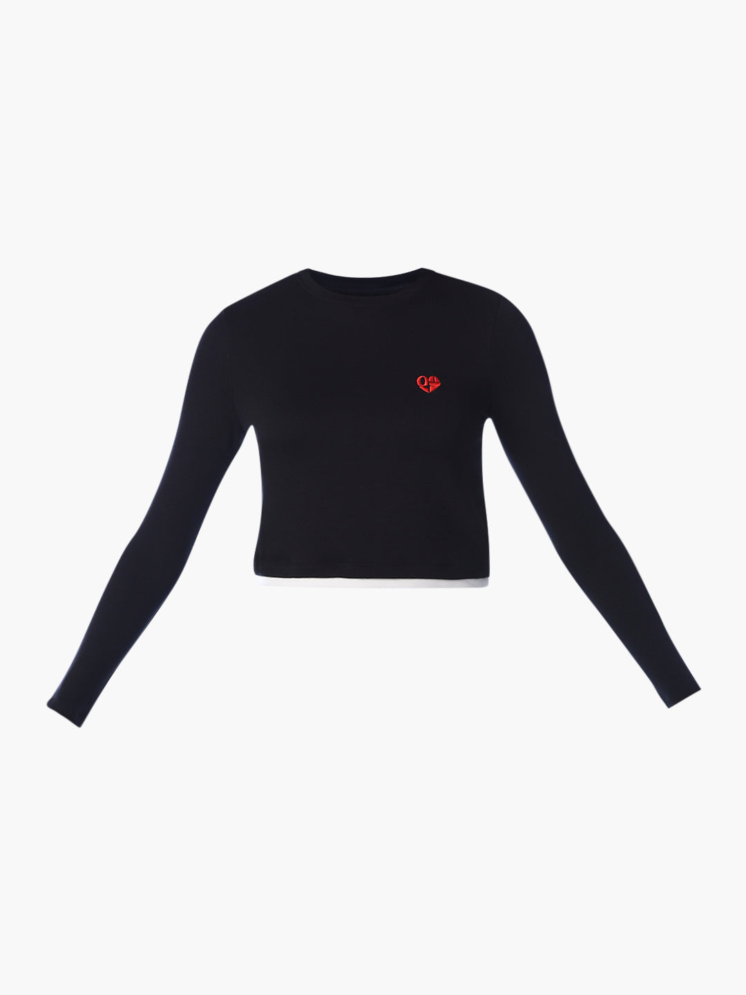 Black Embroidered Cropped T-shirt