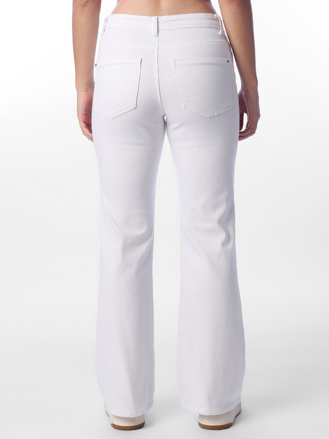 White High Rise Flared Jeans