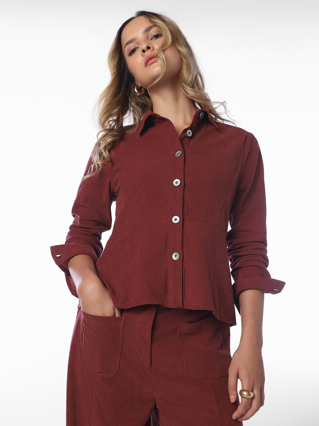 Corduroy Peplum Shirt