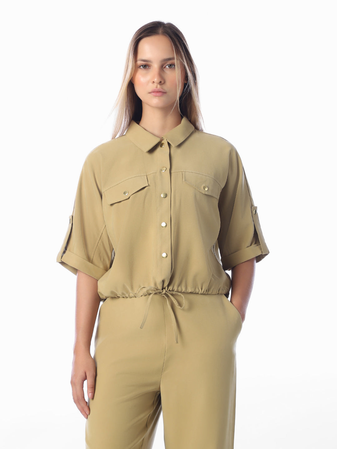 Khaki Cropped Shirt
