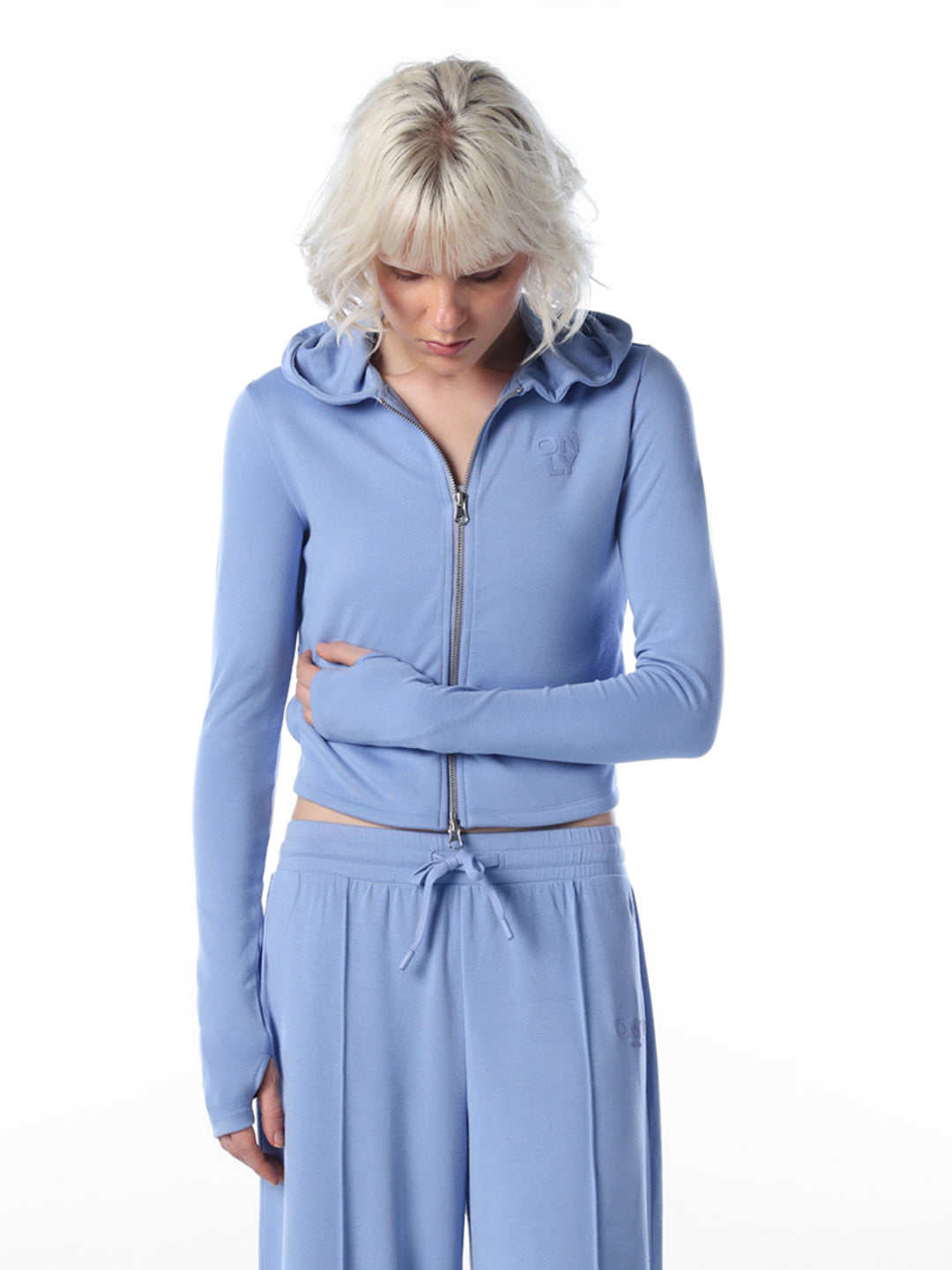 Light Blue Cropped Hoodie