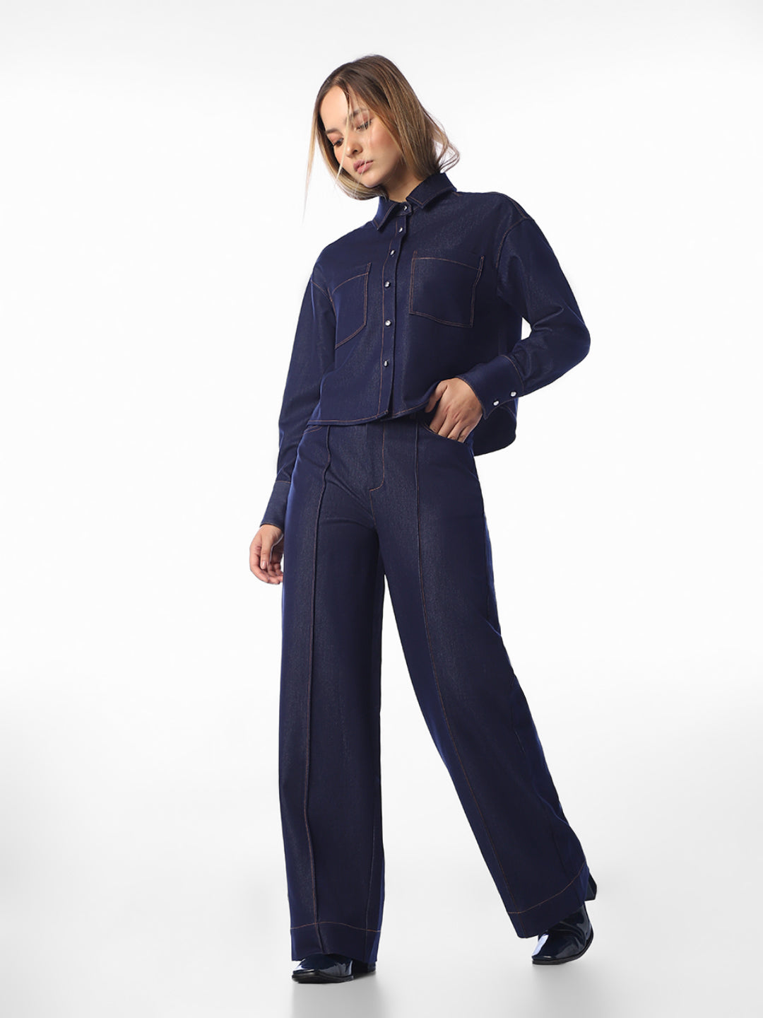 Dark Blue Regular Fit Pants