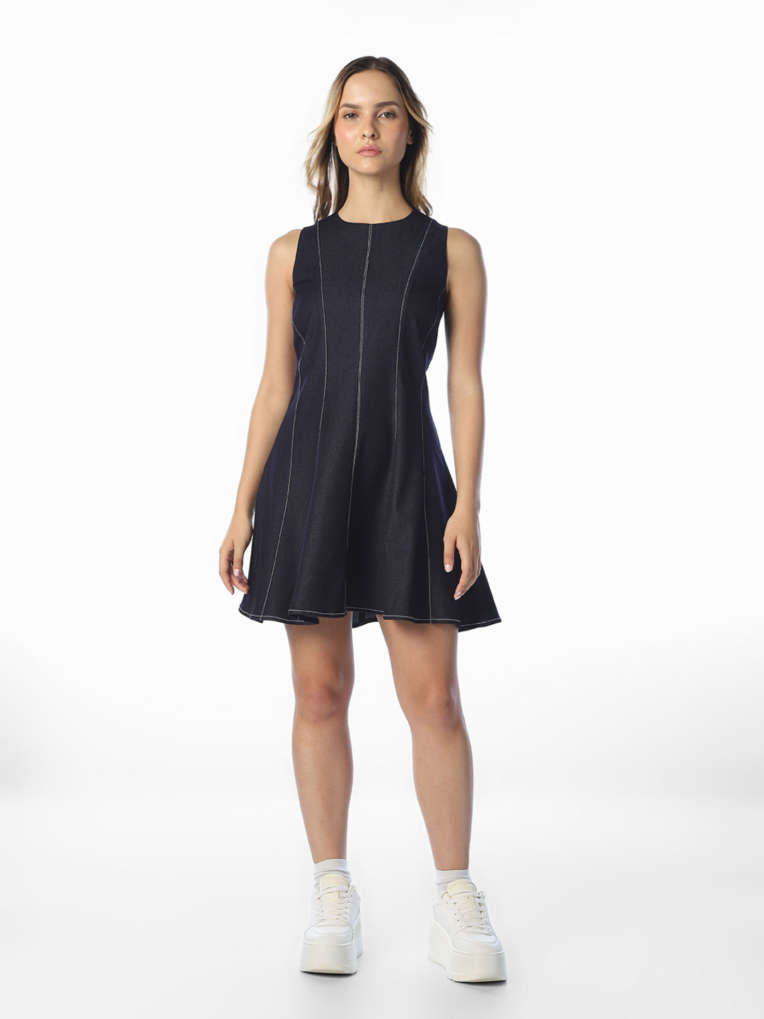 Navy Blue Fit & Flare Mini Dress