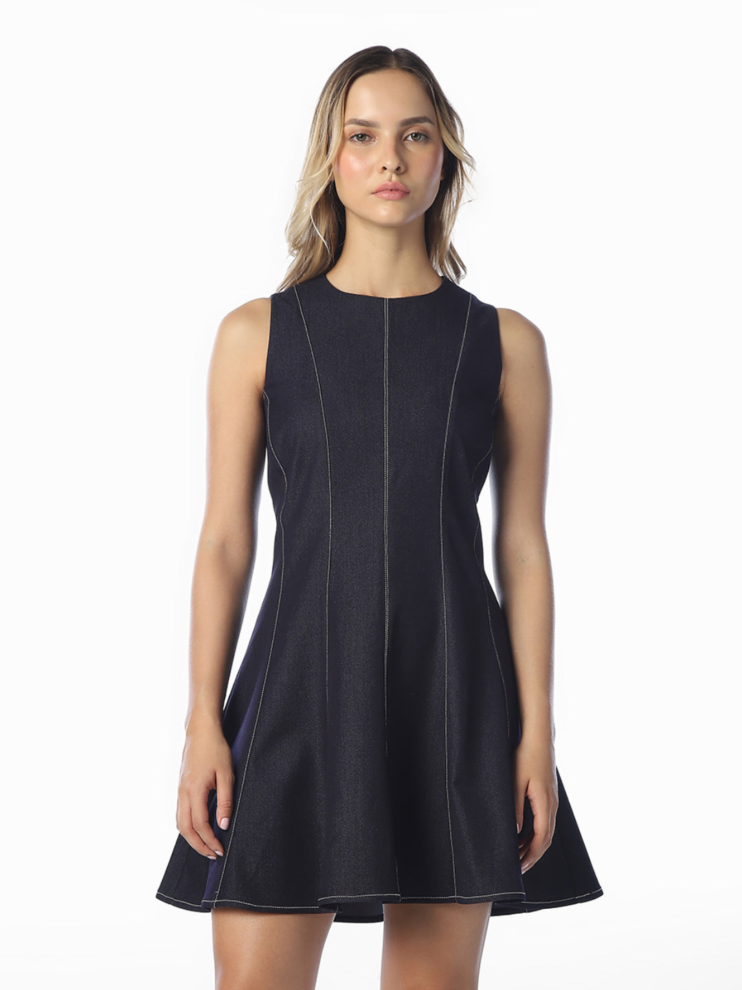 Navy Blue Fit & Flare Mini Dress