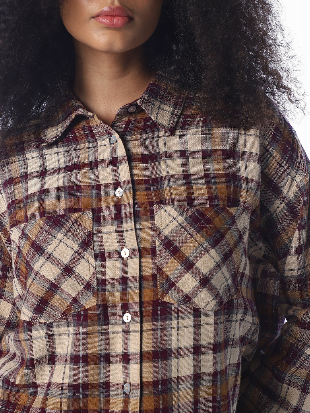 Brown Check Oversized Shirt