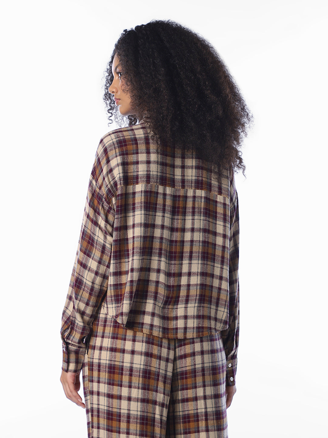 Brown Check Oversized Shirt