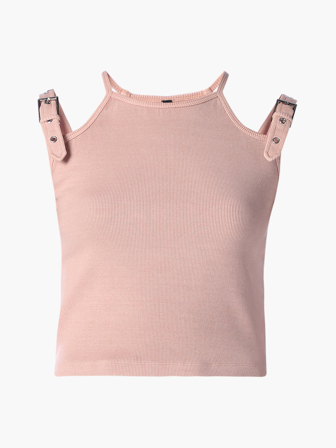 Buckle Detail Ribbed Top