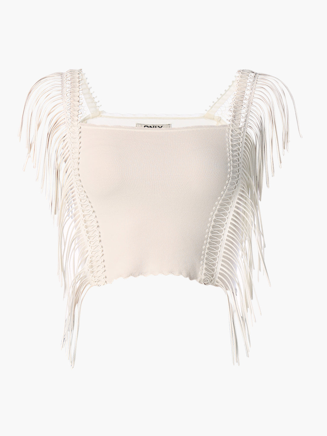 White Fringe Crop Top