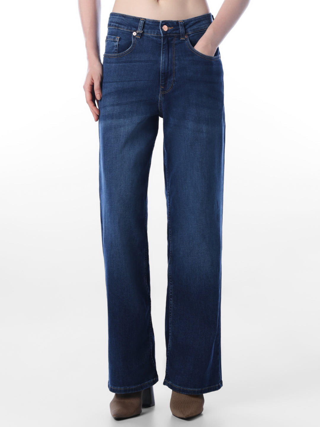 Dark Blue Wide Leg Jeans