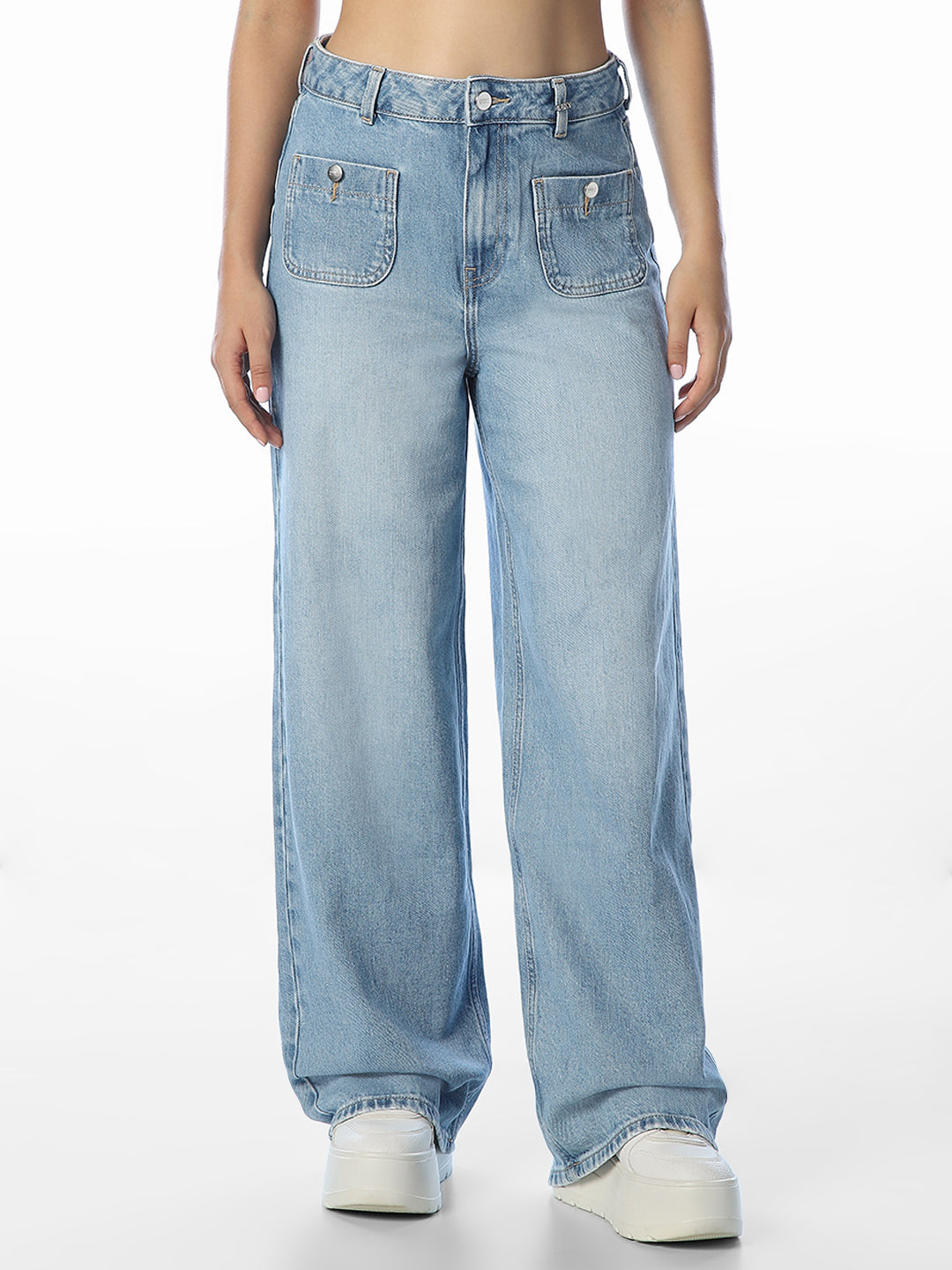 Light Blue High Rise Wide Leg Jeans
