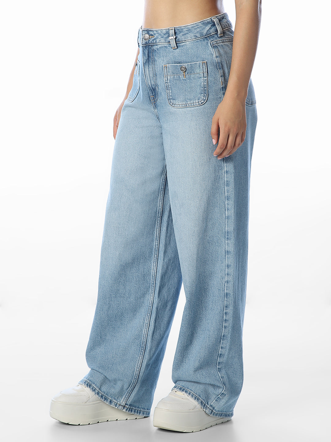Light Blue High Rise Wide Leg Jeans