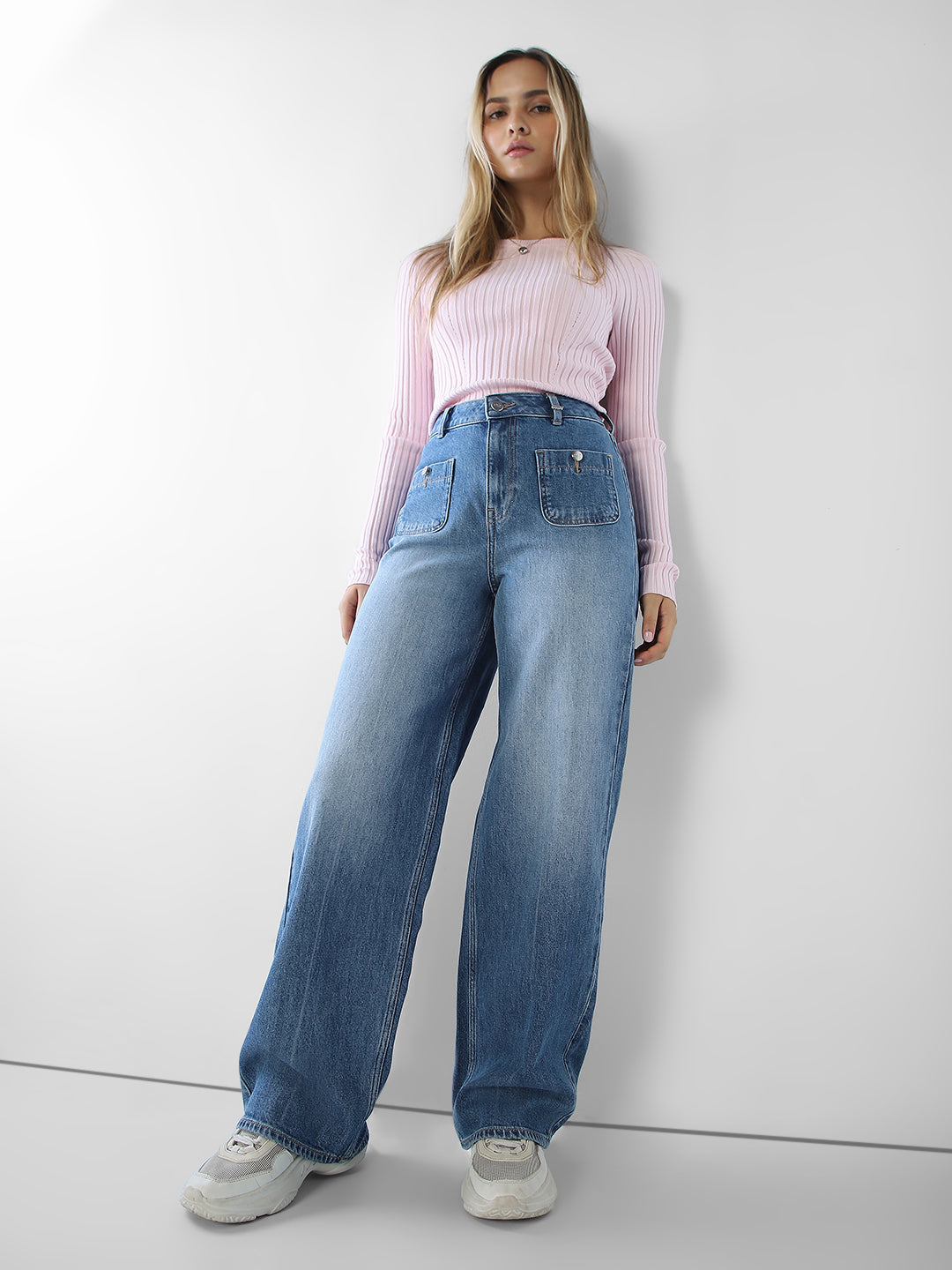 Front Pocket Wide Leg Jeans