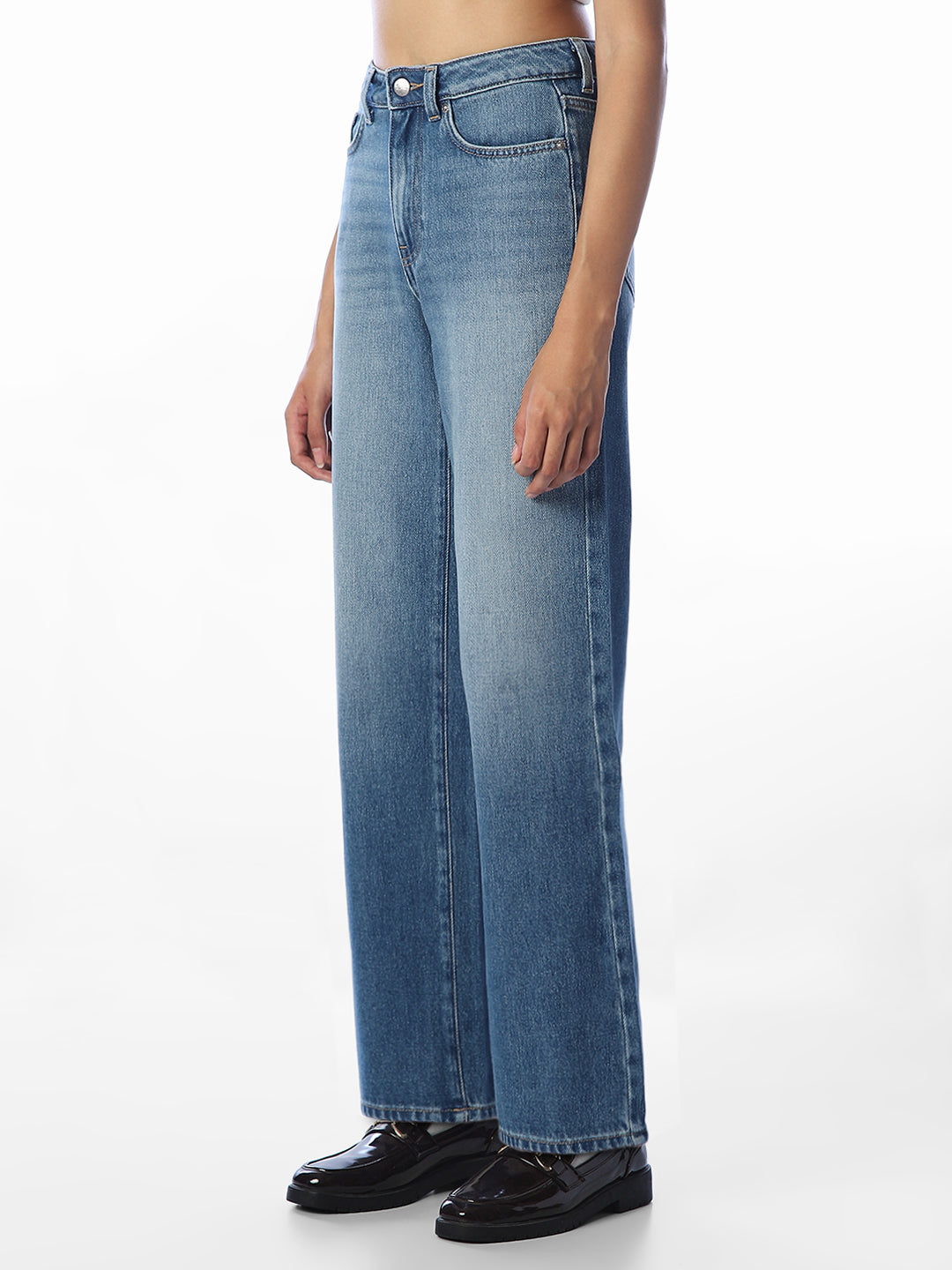 Light Blue High Rise Wide Leg Jeans